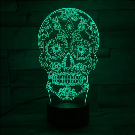 3D Lamp The Skull 7 Color with Remote Colorful Present for Children Bright Base Touch Sensor Led Night Light Hologram | Лампы и