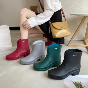 Fashion Rain Boots Women Fashion Non-slip Rain Boots Adult Water Boots Fashion Rubber Water Shoes Women's Rubber PVC Rain Boots