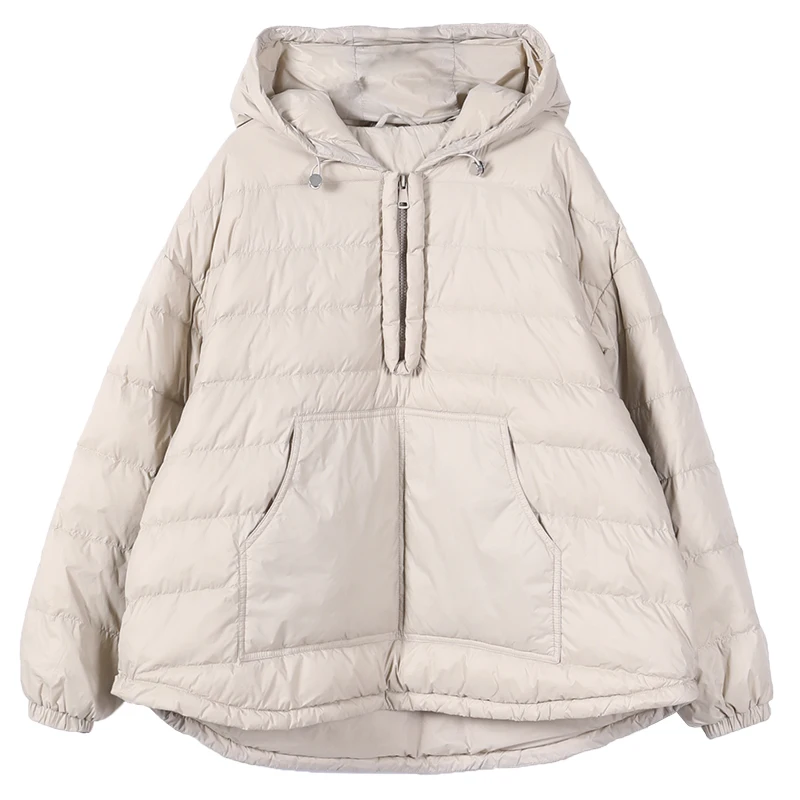 

Женский легкий пуховик с капюшоном LY VAREY LIN, короткий пуховик на 90% белом утином пуху, Свободный теплый пуховик на молнии, зимняя верхняя одеж...