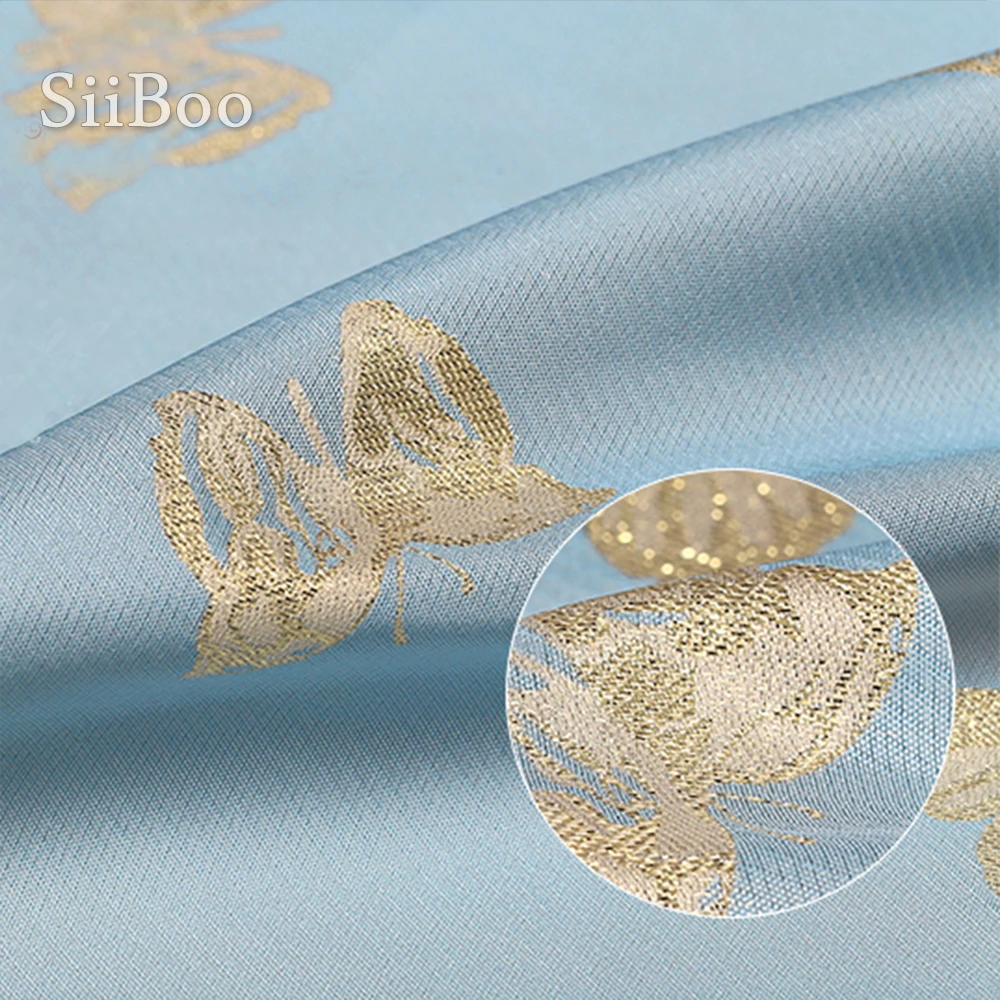 Американский стиль синяя Золотая Бабочка жаккардовая парча ткань для весеннего