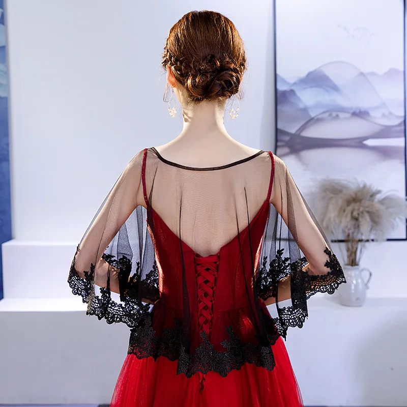 Женская Черная кружевная шаль свадебная накидка черного цвета|Свадебные