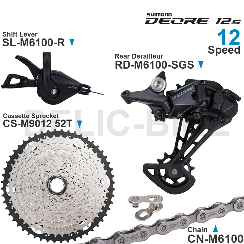 SHIMANO DEORE M6100 12v Groupset Shifter Rear Derailleur RD-M6100 Cassette Sprocket 50 50T Chain 1x12-speed Original parts