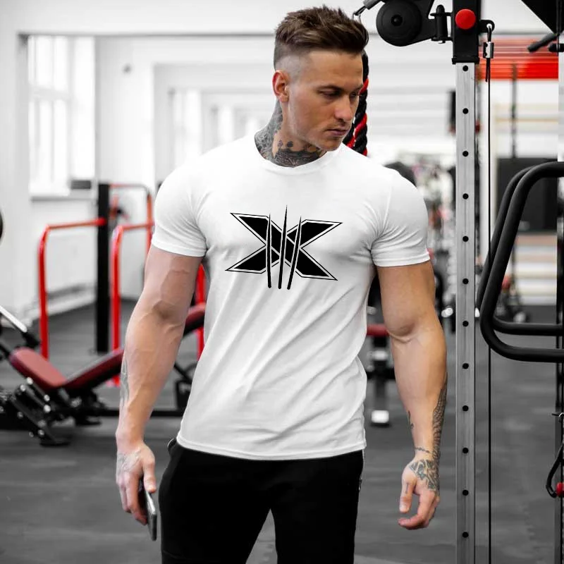 

2021 Hot Sale Men's Sports Fitness Graphic T-shirt Workout Fitness Men's Clothing Short Sleeve Shirt Street Wear