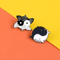 black and white yin and yang fish enamel pins chinese style pins badges brooches lapel clothes bag pin vintage jewelry gifts