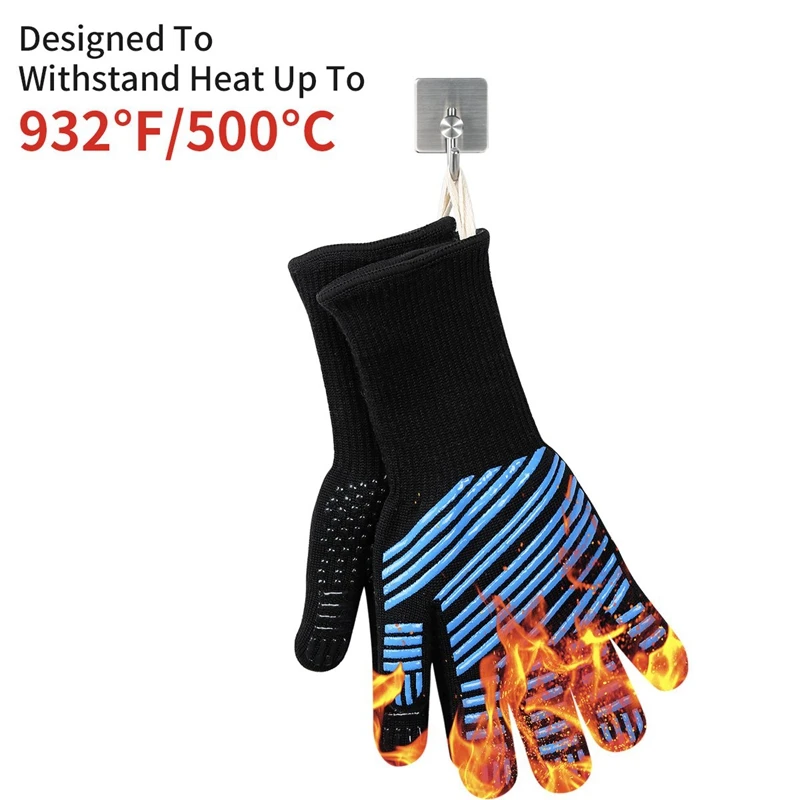 

3 Pcs Extreme Heat Resistant Bbq Gloves, Kitchen Oven Mitts, 2 Pcs 32 X 16cm & 1 Pcs 44.5 X 19.5cm