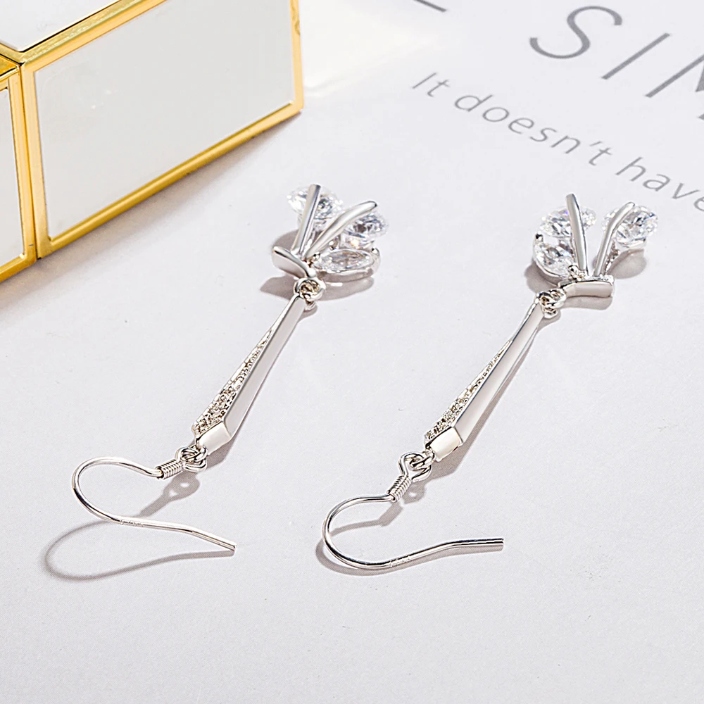 Новые серьги из стерлингового серебра 925 пробы инкрустация цирконием кулон в