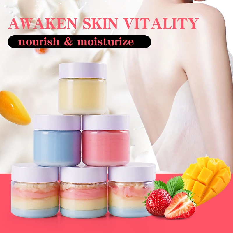 

Dry Skin Hydrating Moisturizing Organic Fruit Rainbow Colorful Ice Whipped Shea Body Butter Cream Creamy Texture Fast Absorption