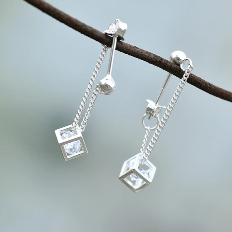 Модные ювелирные изделия серебряные серьги в форме магического кубика длинные