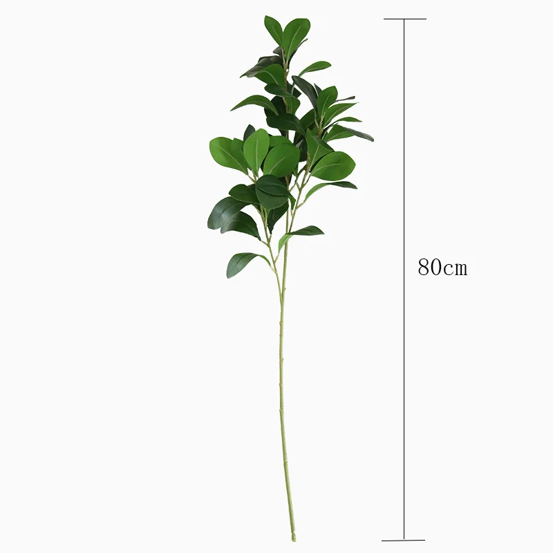 80cm Milan 65 см 3 вилки пластиковые листья Большая искусственная ветка дерева поддельные Banyan Листья зеленые растения Настоящее прикосновение листва для домашнего сада декор - Цвет: 80cm Milan