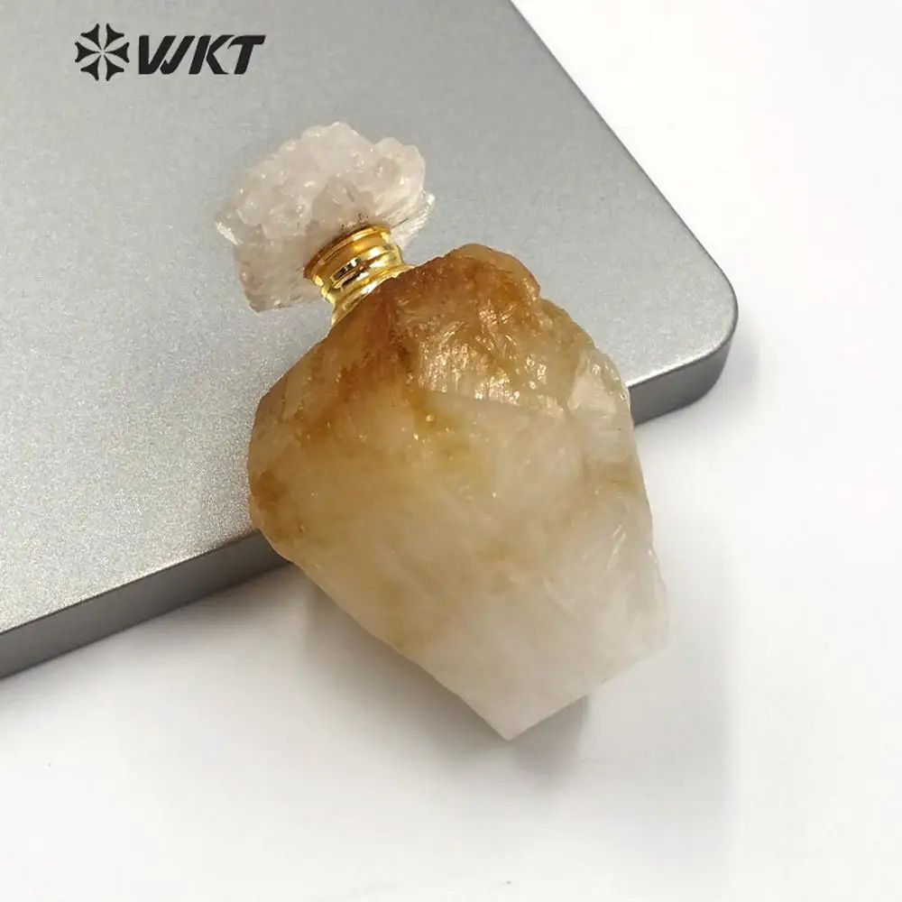 Big size WT-P1499 цельный большой модный желтый камень pe большой массивный необработанный камень флакон для духов Дамский портативный натуральный флакон для духов 1 шт - Окраска металла: Big size