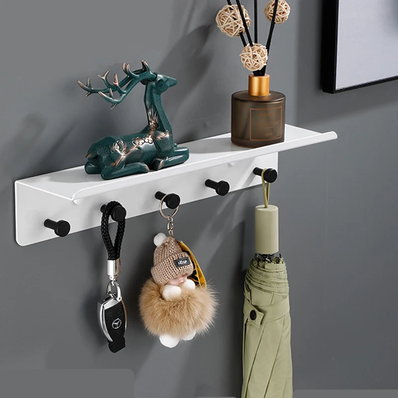 Купить Черно-белая вешалка для крыльца, полка для прихожей, пространство, алюминиевый крючок для одежды, крючок для ключей, крючок для шляпы, полка ...