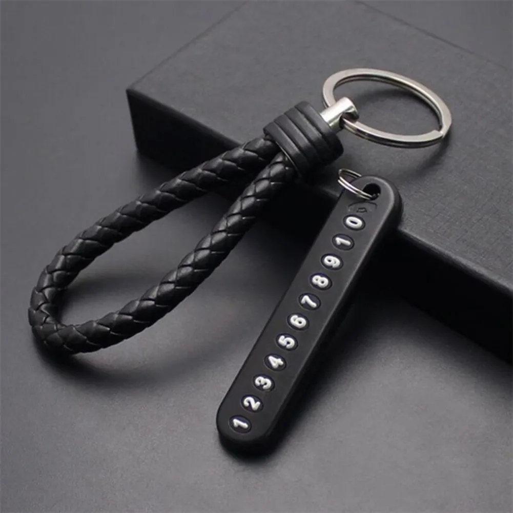 

Woven Leather Key Chainm 1Set Lanyard Anti-lost Auto Black Car Key Pendant