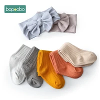bopoobo 1set baby sock headband bow christmas sock girl clothes accessories baby toddler sock cotton soft princess sock for baby