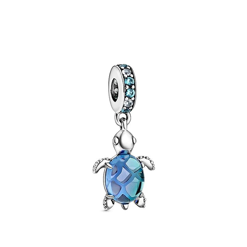 

Original PAN 925 Sterling Silver Women Jewelry Ocean Series Turtle Starfish Dangle Pendant charm Beads DIY Bracelets Gifts