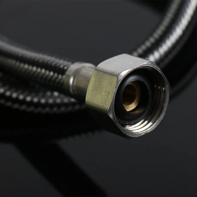 Explosion-proof hose metal bathroom braided high pressure single head black wire hot and cold toilet connect | Обустройство дома