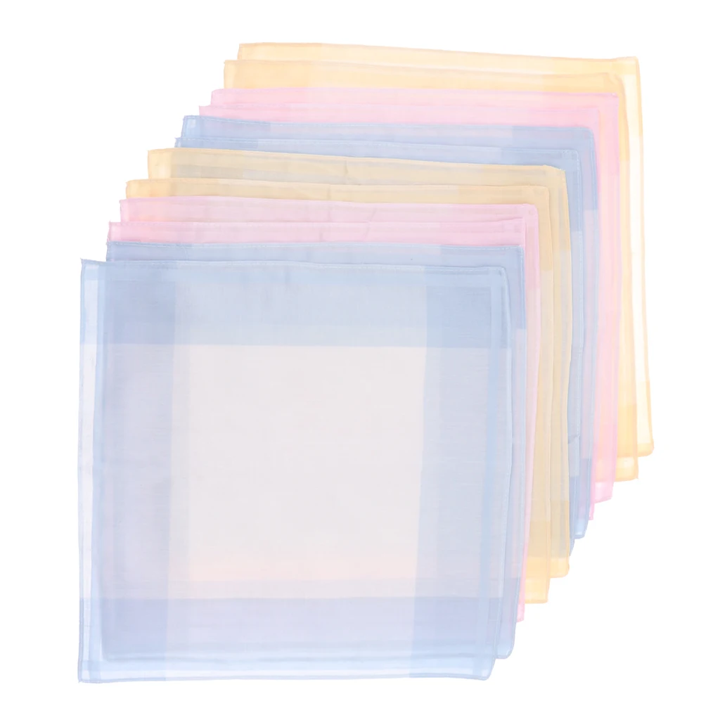 12 Pieces of Handkerchiefs Cotton Handkerchiefs Fabric Handkerchiefs 30 X 30 Cm images - 6