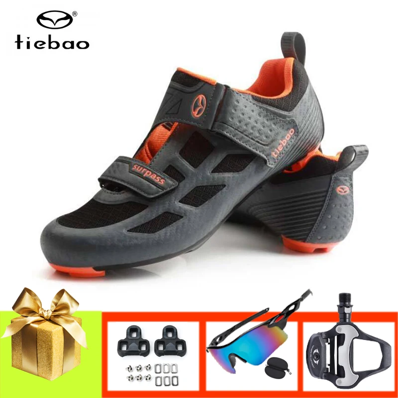 Tiebao Road cycling shoes add bicycle pedals sunglasses triathlon self-locking breathable sapatilha ciclismo ultra-light sneaker