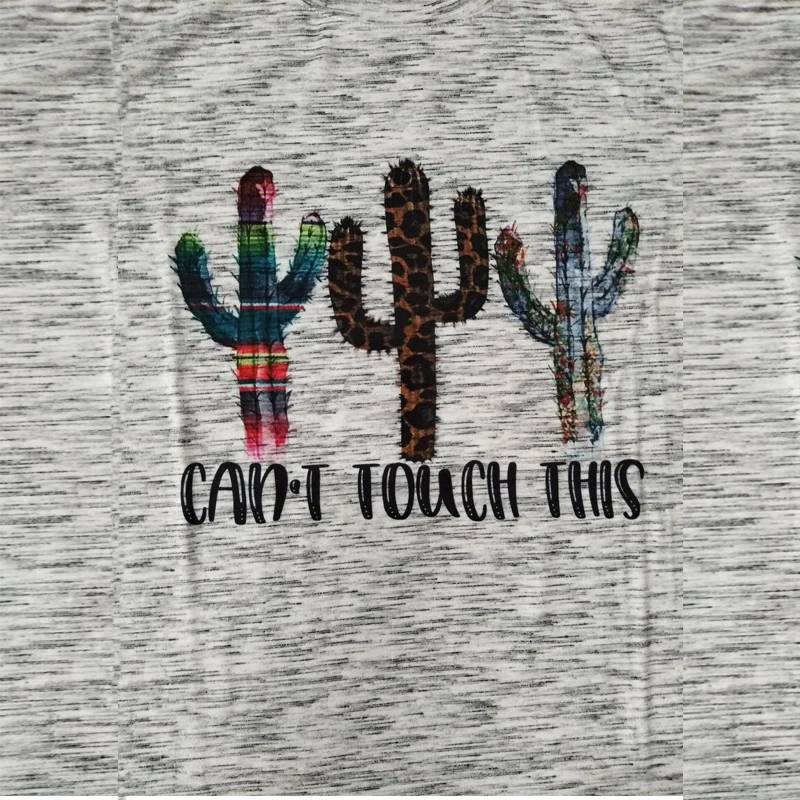 

Cactus Can't Touch This Letter Print T Shirt Women Cute Graphic Tops O-Neck Short Sleeve Casual Summer T-Shirt Female T-shirt