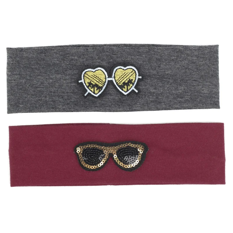 Детские хлопковые однотонные плоские повязки для волос очки головной убор