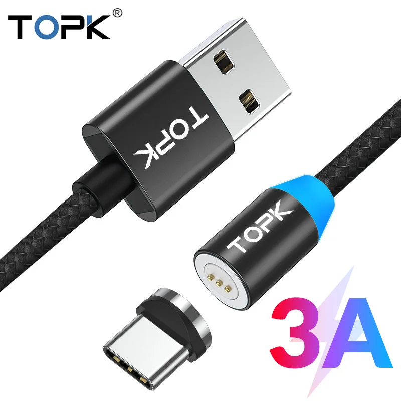 TOPK AM37 USB Type C Быстрая зарядка Магнитный кабель для Xiaomi Redmi Note 8 Samsung 10 Синхронизация