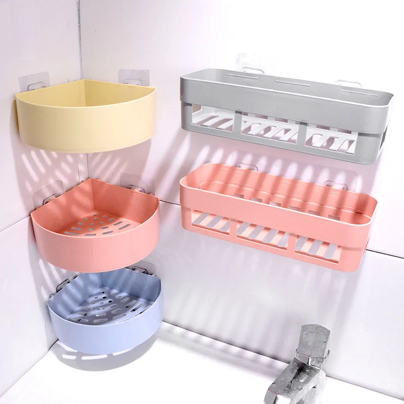 

Wall Mounted Storage Rack Plastic Shelf Organizer Shower Shampoo Holder Toilet Storage Shelf Home Kitchen Bathroom Accessories