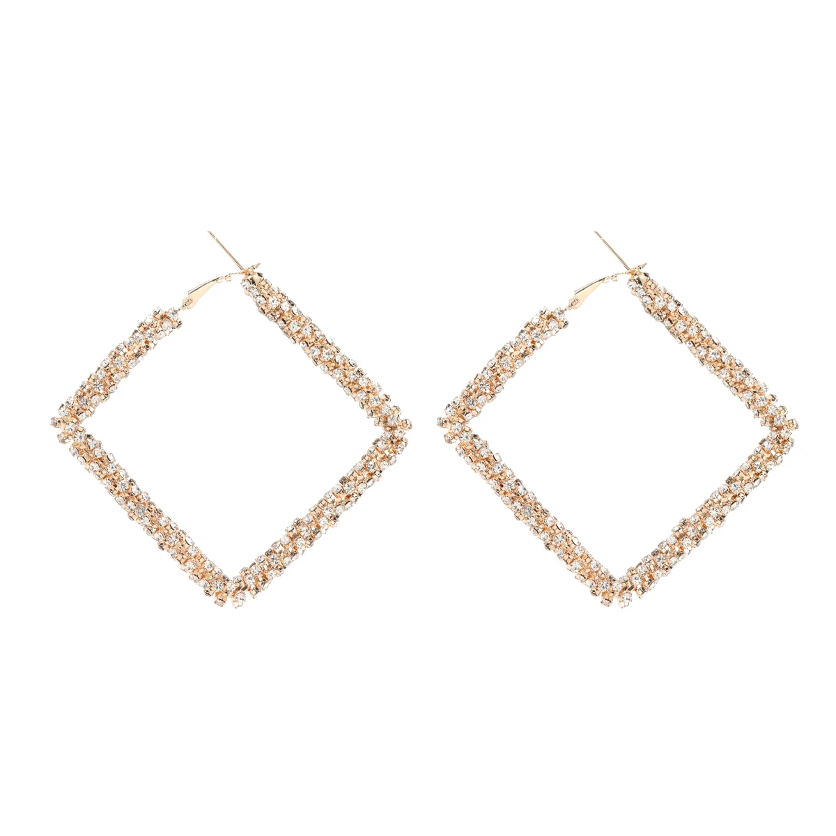 

JIJIAWENHUA Fashion New Trend Ladies Sparkling Rhinestone Square Earrings Dinner Party Wedding Temperament Statement Accessories