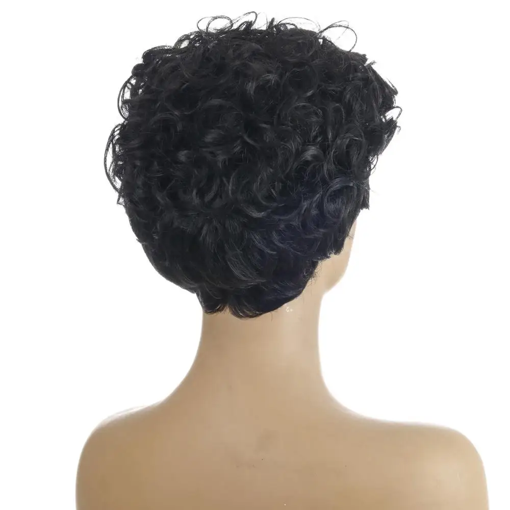 

DAN BO African men's short hair synthetic short curly hair wig, suitable for daily use or party high temperature fiber