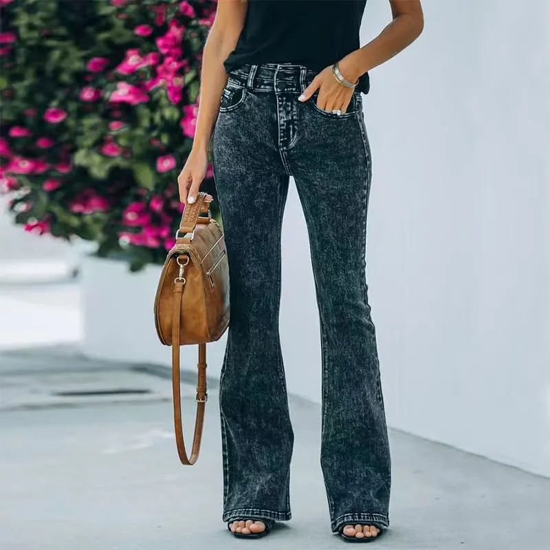 

Black Women Wide Leg Jeans Streetwear Flare 2021 Fashion Femme Sexy Hip Slim Mom High Waist Denim Jean Vintage Autumn Winter