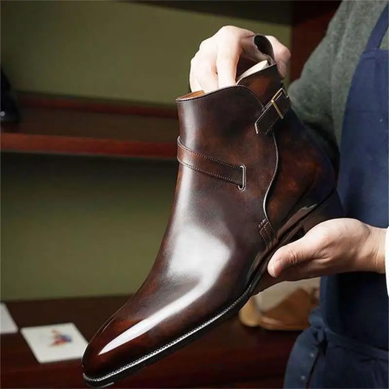 

Men PU Leather Shoes Low Heel Casual Shoes Dress Shoes Brogue Shoes Spring Ankle Boots Vintage Classic Male Casual HC305