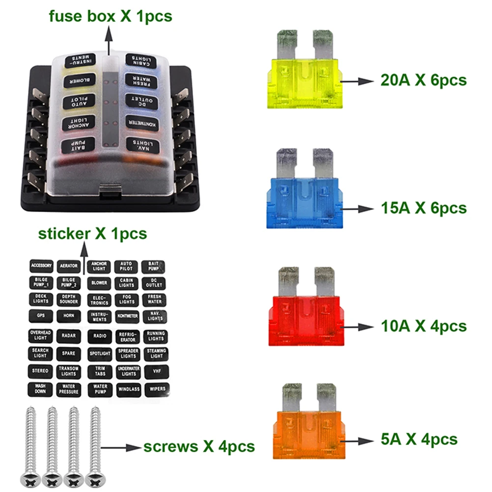 Auto Car Fuse Box Holder Screw Nut Terminal 1 Into 10 Out Block Wiring Section Styling | Автомобили и мотоциклы