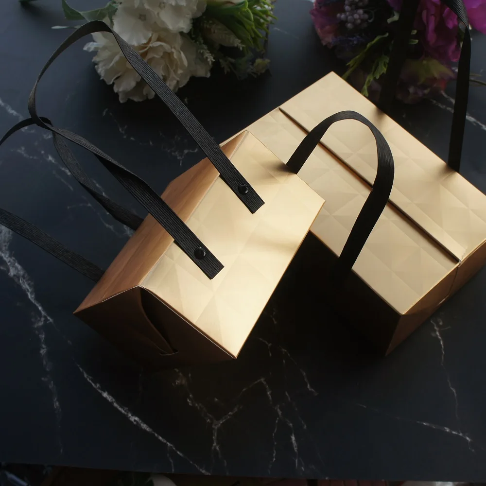 2 размера 5 шт. золотой бриллиантовый стиль бумажная коробка с ручкой рулон торт