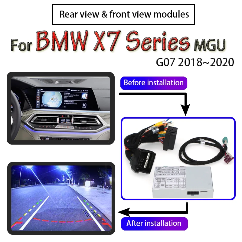 Модуль передней и задней камеры для BMW X7 G07 2018 ~ 2020 NBT EVO MGU интерфейс, оригинальный экран автомобиля, обновление дисплея, адаптер для парковочной камеры