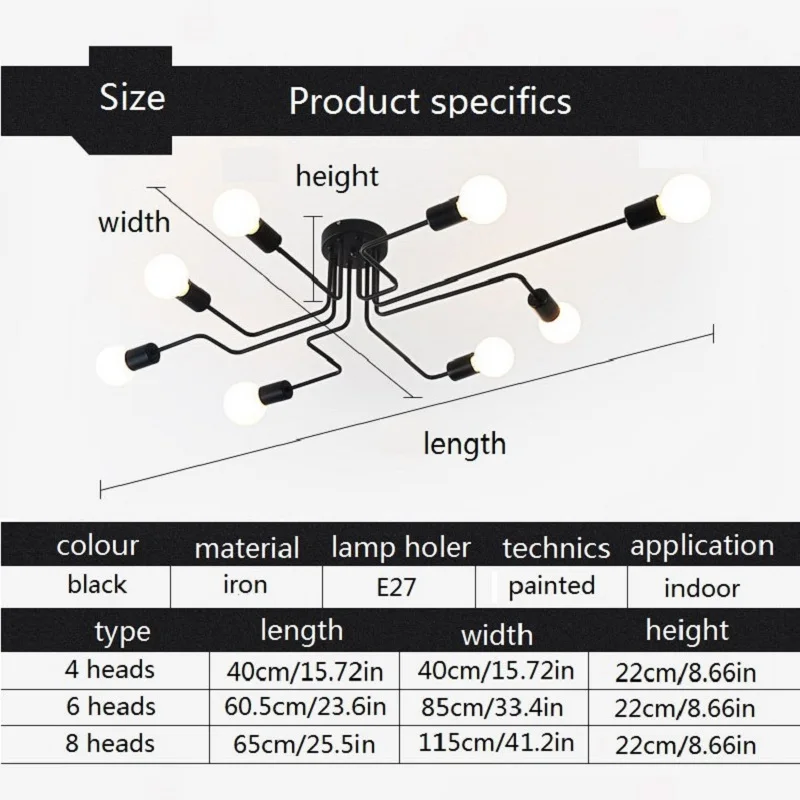 

Industrial Ceiling Light Modern Iron Spider Plafondlamp LED Vintage Living Room Bedroom Ceiling Lamp Flush Mount Lampara Techo