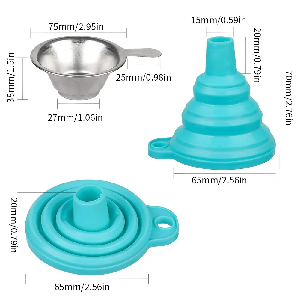 

3D Printer Filter Silicone Collapsible Resin Funnel Stainless Steel Mesh Strainer Metal UV Resin Filter With Cup Silicon Funnel