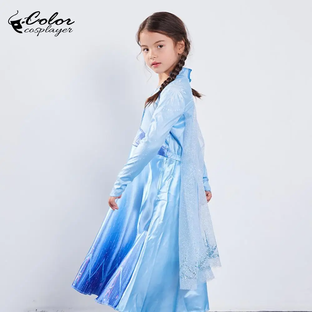 Детский костюм для косплея Color Cospayer платья Снежной Королевы девочек принцесса