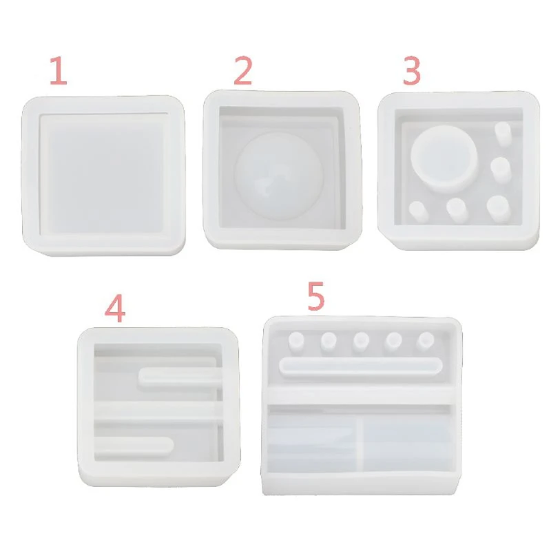 

5Pcs Silicone Mold Card Storage Pen Holder Epoxy Resin Mold Office Desk Ornament A2UA