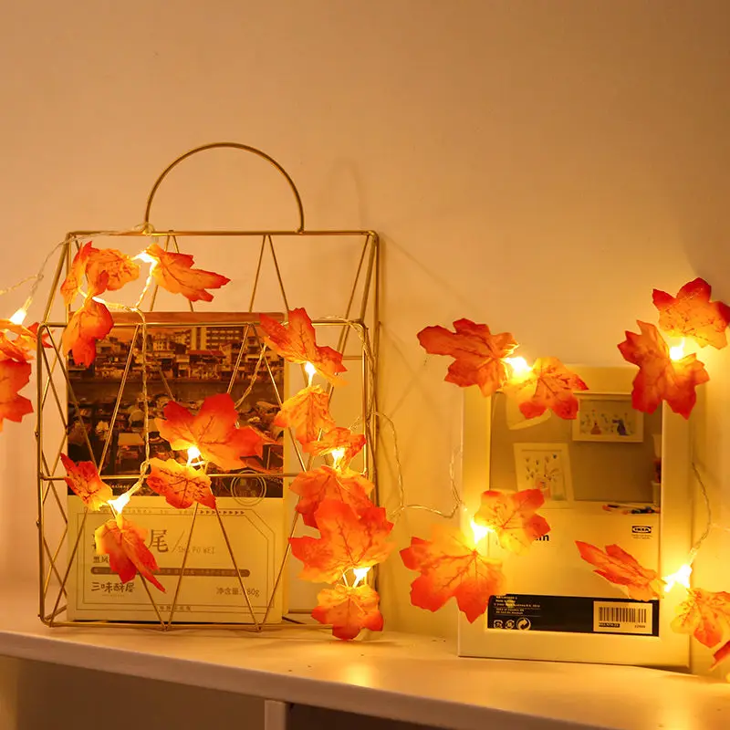 

Autumn Decoration Artificial Plants Maple Leaves Led String Light Garland Fake Plant Wreath Fall Decore Bedroom Decore Home Wall