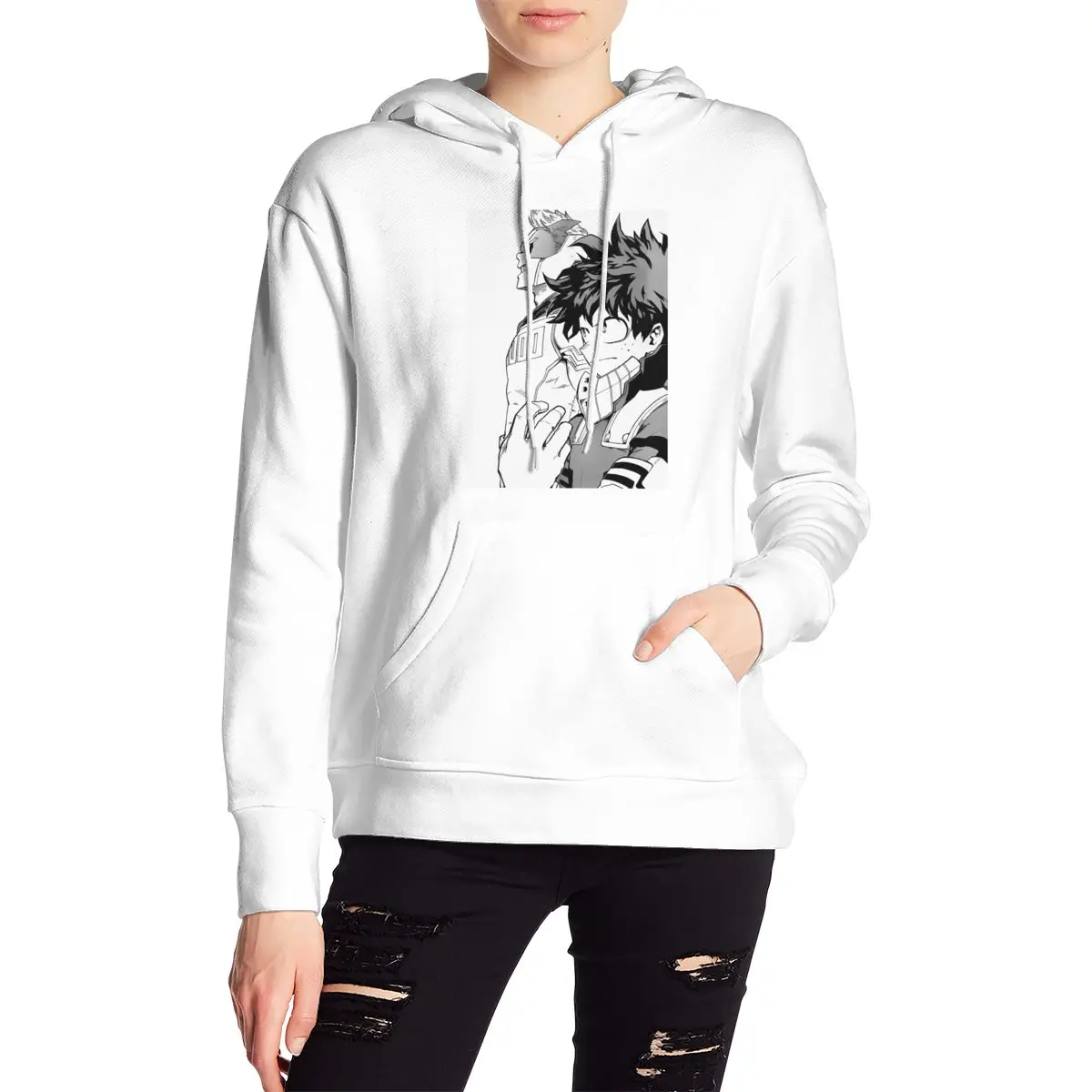 

Anime Cartoon Vintage Print sweater 90s Women Crop Top My Hero hoodie Tops Streetwear