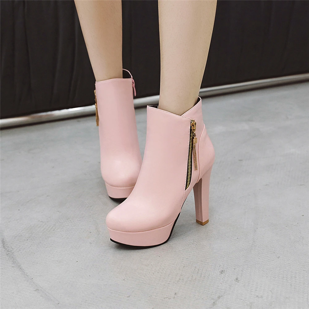 Ботильоны женские из искусственной кожи на платформе с бахромой и молнией сбоку