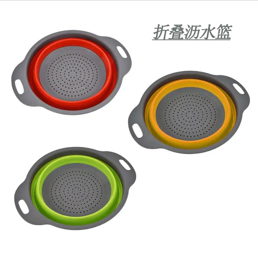 

Folding Vegetable Fruit Washing Basket Drain Strainer Colander Silicon Collapsible Drainer Kitchen Utensil Storage Tools H0031