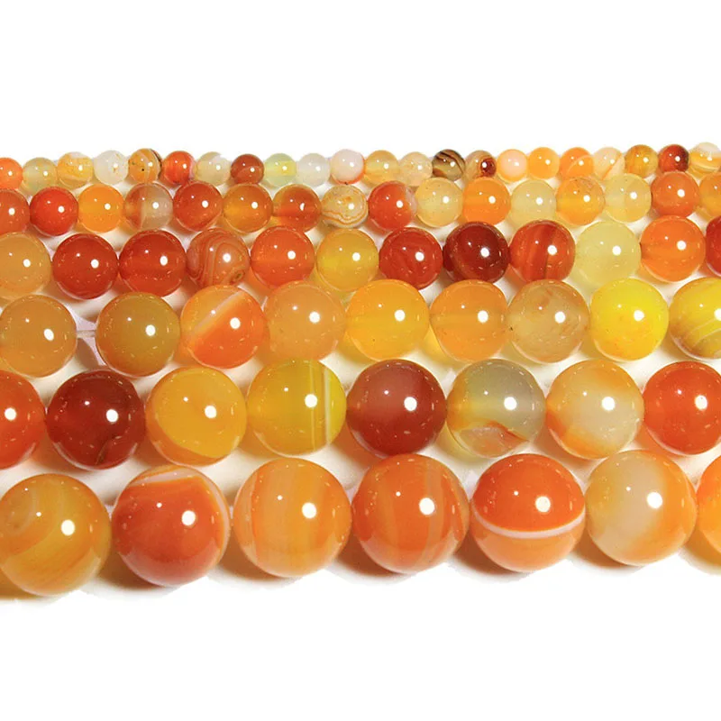 Бусины из натурального камня гладкие желтые полосатые Агаты круглые бусины 15