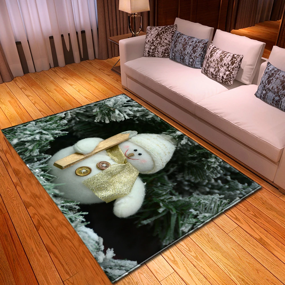 Счастливого Рождества ковер со снеговиком нескользящий фланелевый коврик для