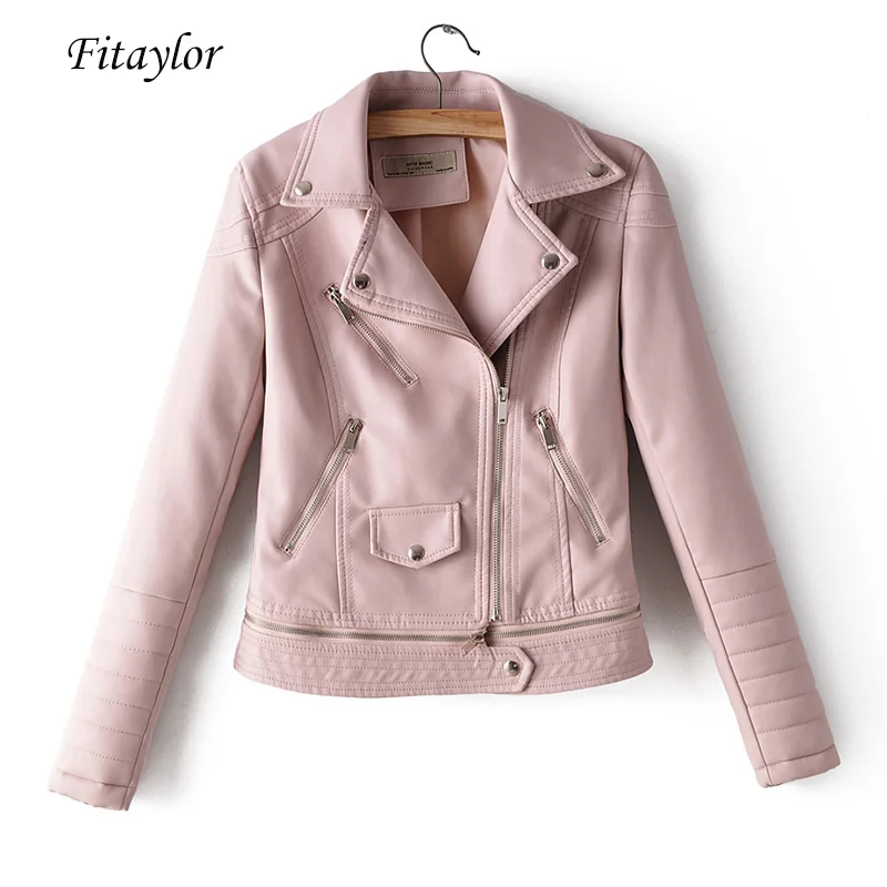 Fitaylor осень из PU искусственной мягкой кожи Куртки женские пальто на молнии с