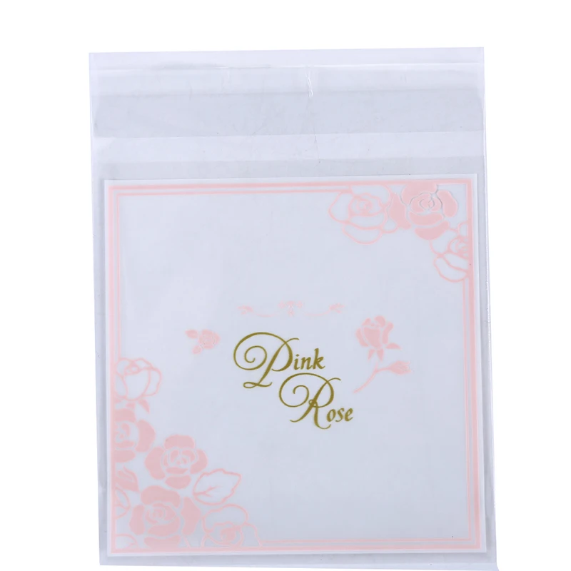 100 шт./упак. прозрачная простая самоклеящаяся сумка для мыла розовая роза кружево