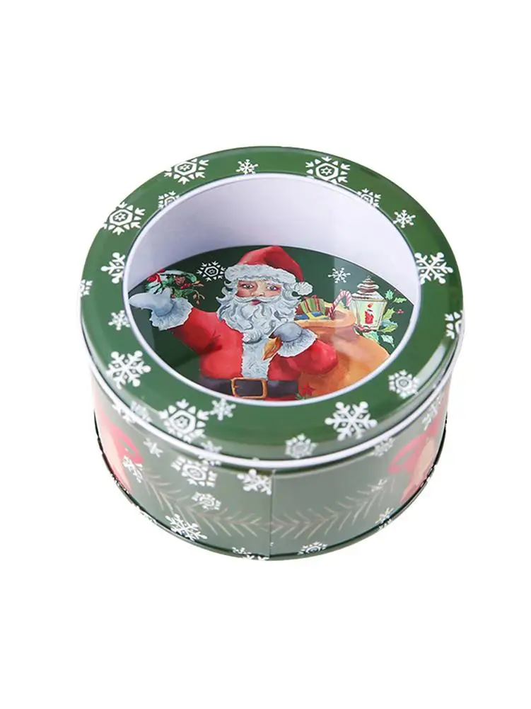 

Christmas Themed Metal Candy Box 14*7cm Cookie Storage Containers With Clear Shallow Lids For Festival Party Christmas Valent