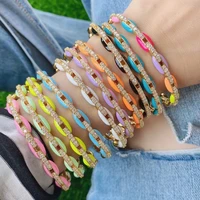 3pcs cz pave enamel cuff bangles for women colorful link chain coffee bean bracelet bangle luxury jewelry