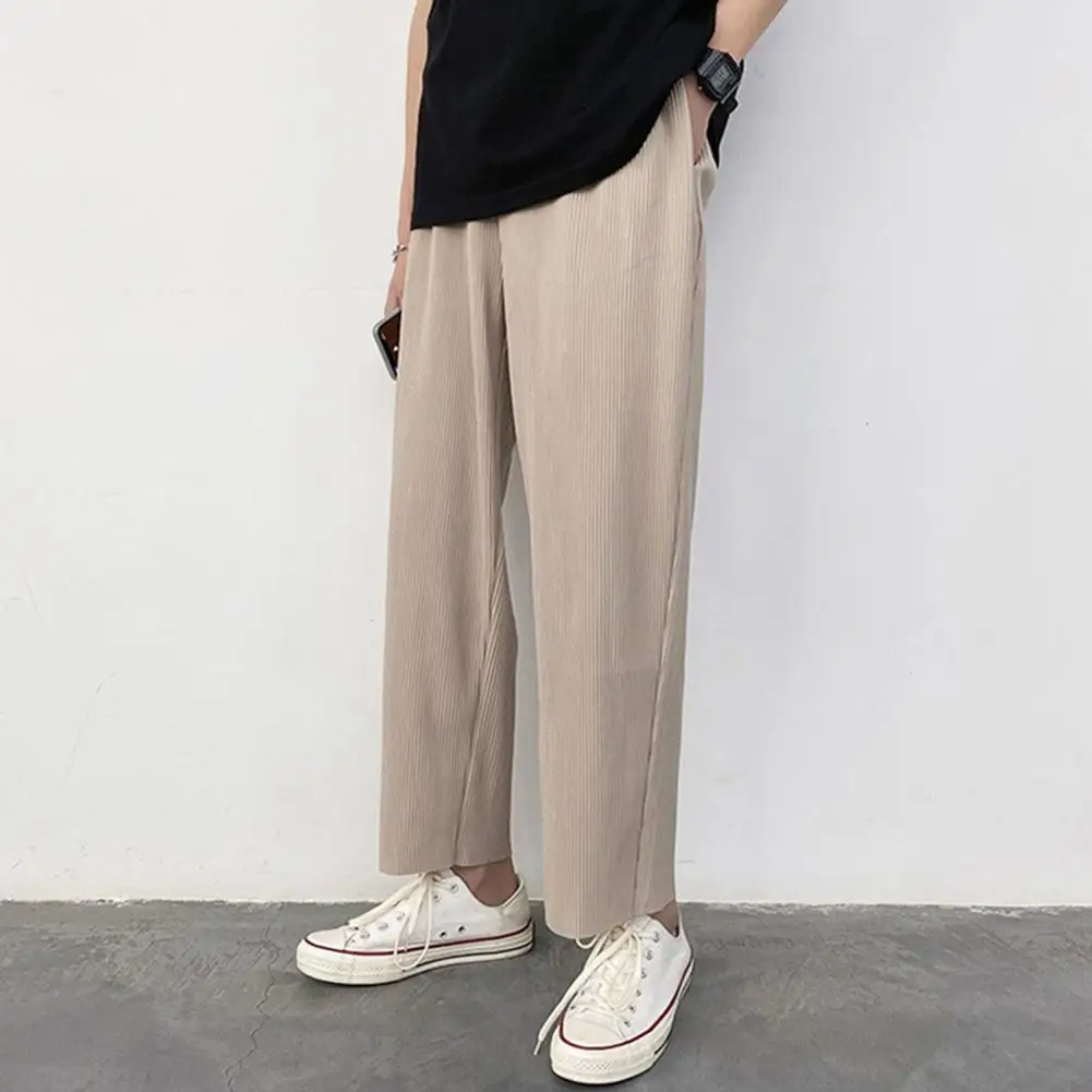 

Comfy Simple Multi Pockets Thin Straight Pants Breathable Slacks Mid Rise Streetwear