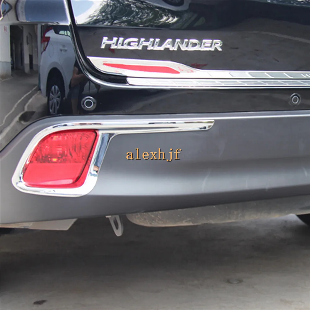 High Quality Front + Rear Fog Lamp Cover ABS Plating Frame Case For TOYOTA HIGHLANDER 2014-2018 4pcs/lot |