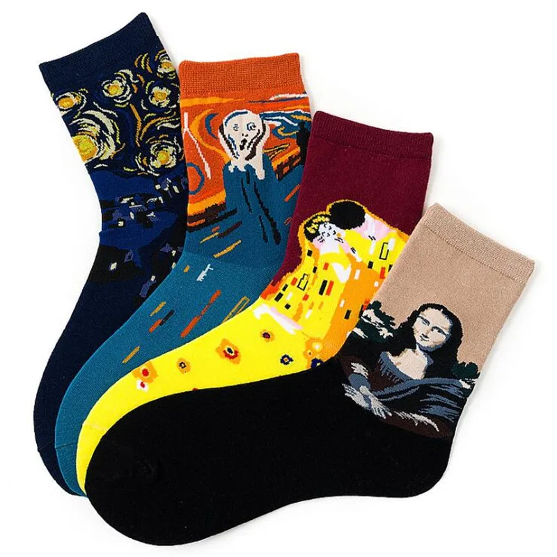 Рекомендую! Женские Ван Гог носки партия из 4 пар цветные хлопковые для женщин и