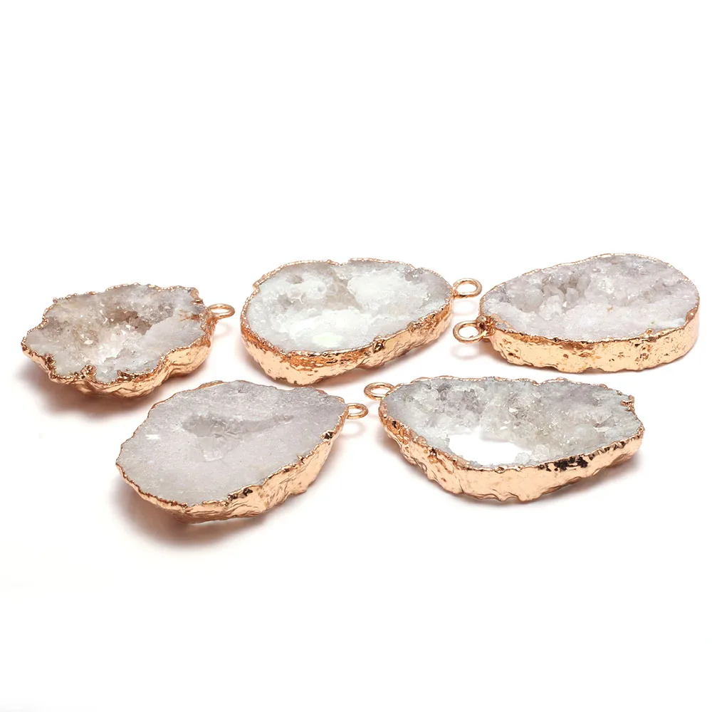 

Natural Agates Stone Pendants Irregular Druzy Geode Agates Stone Charms for Jewelry Making Necklace Bracelet Gift